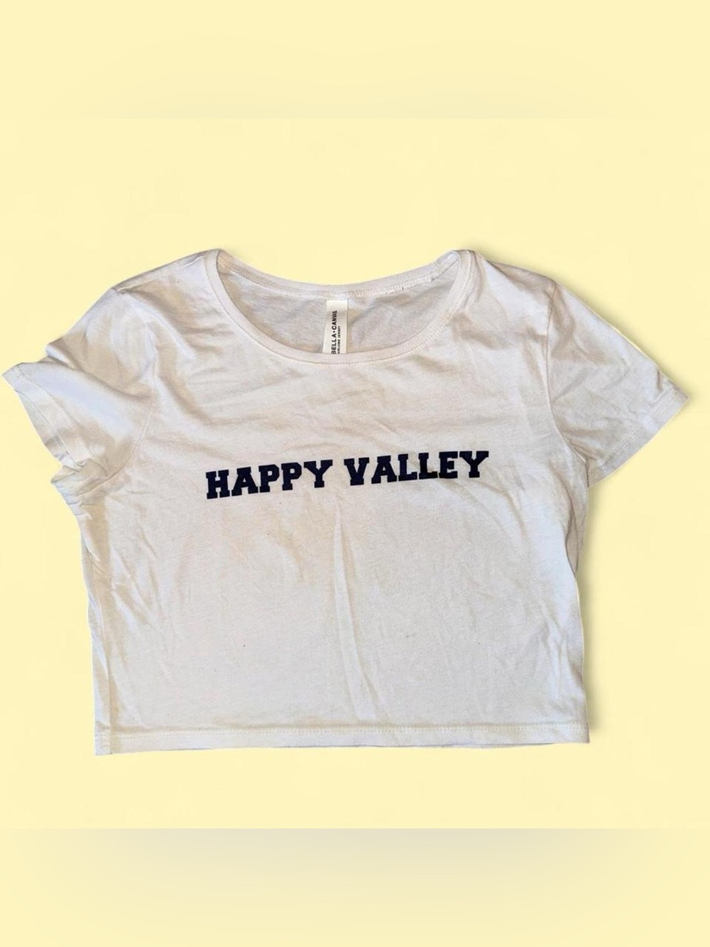 Bella Canvas White "Happy Valley" Crop top
